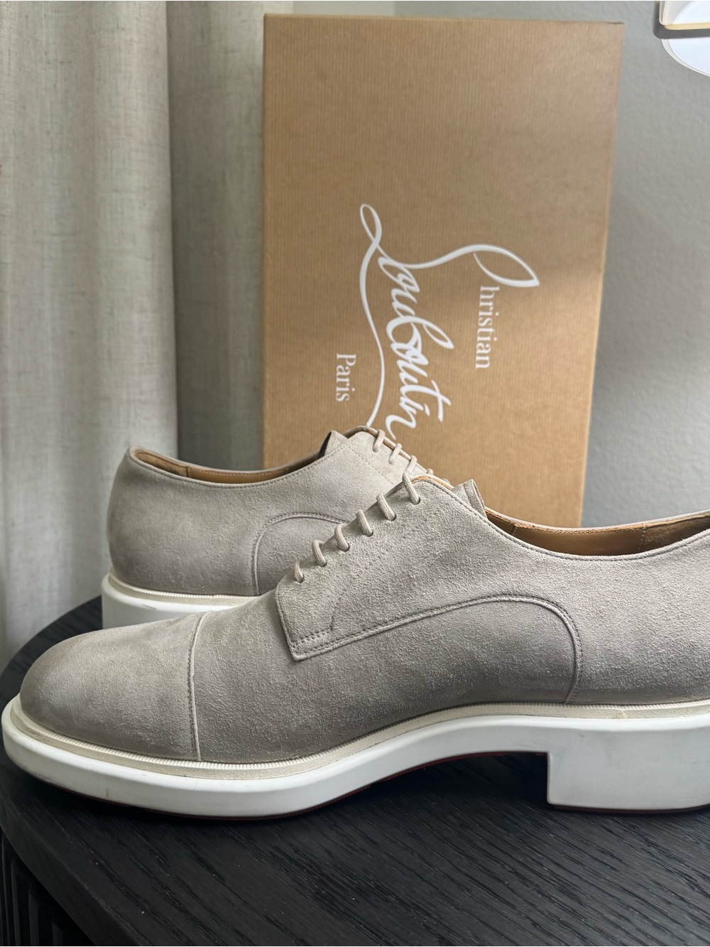 Christian Louboutin Urbino Lace-Up Dress Shoes Suede Goose 45 - Picture 7 of 11